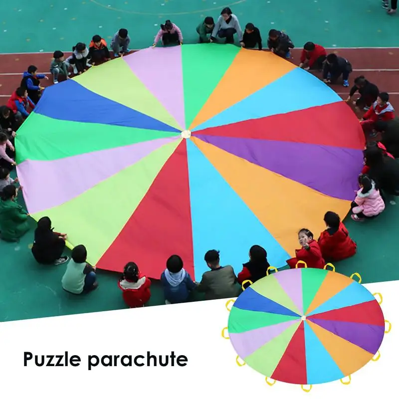 Paracadute Arcobaleno Multicolore con Maniglie - Gioco Interattivo all'Aperto per Bambini